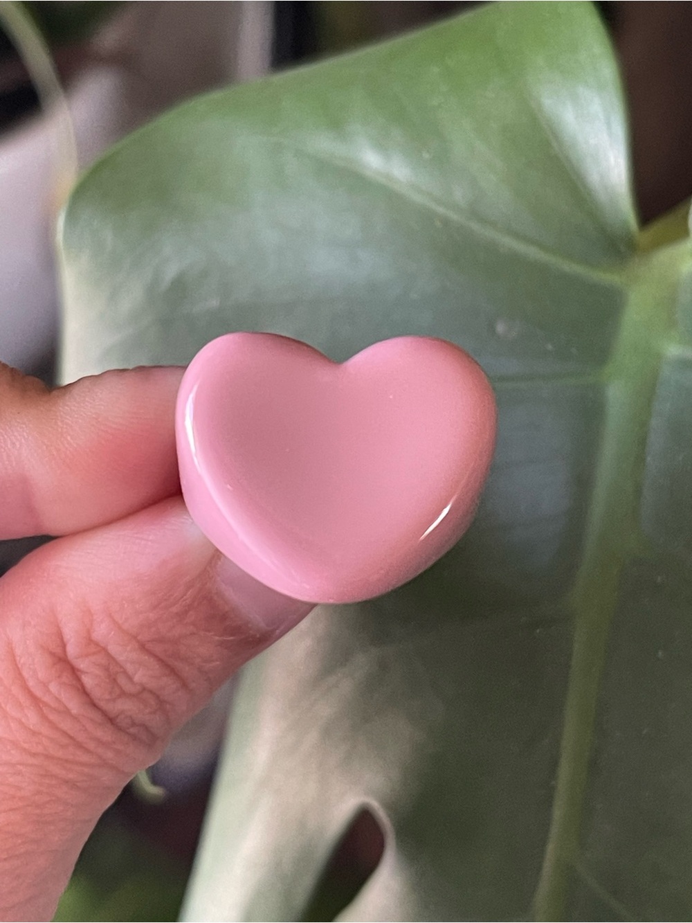 Glossy Pink Heart Acrylic Ring